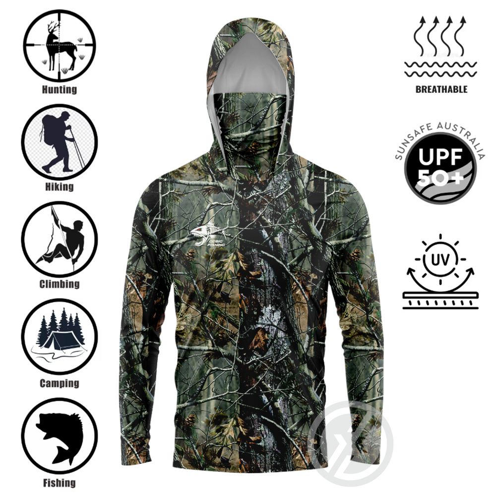 Tee Graphic Print - Kemeja Memancing Berpenutup Kepala UPF50+ dengan