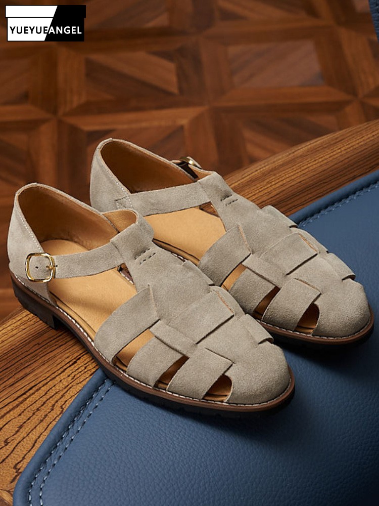 Casual Sandal Leather - Sandal Pria Buatan Tangan Tali Gesper