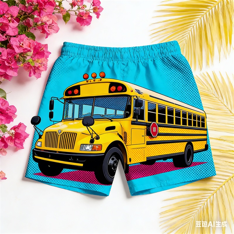 Swim Trunk Quick Dry - Celana Pendek Pantai Pria Motif Bus