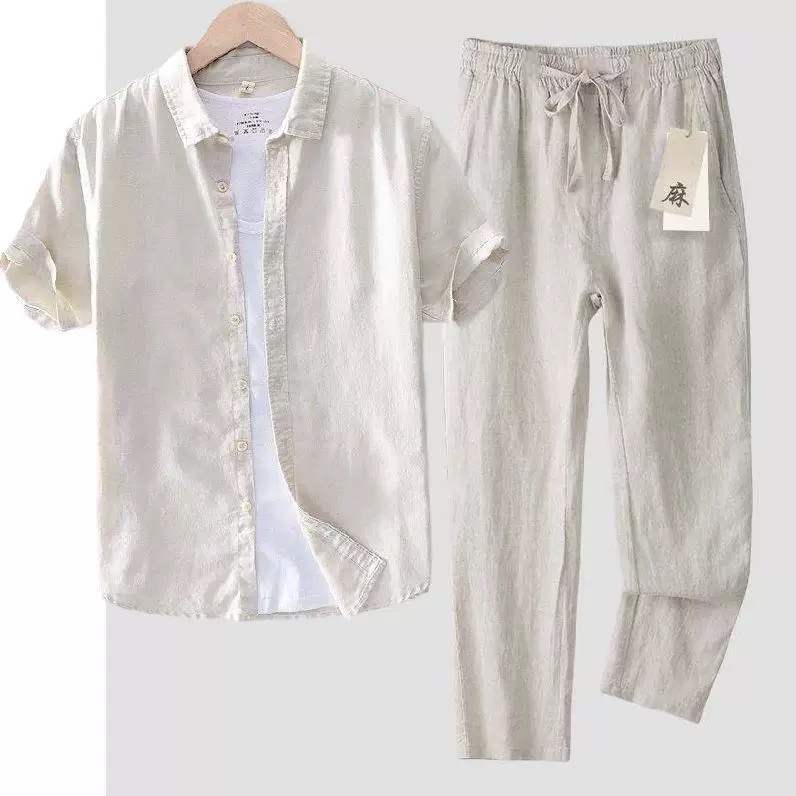 Linen Shirt Breathable - Kemeja Katun Linen Murni Atasan Longgar