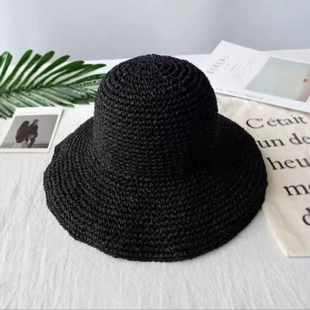 Topi Nelayan Warna Solid Topi  - Bucket Hat Straw ulasan dan harga