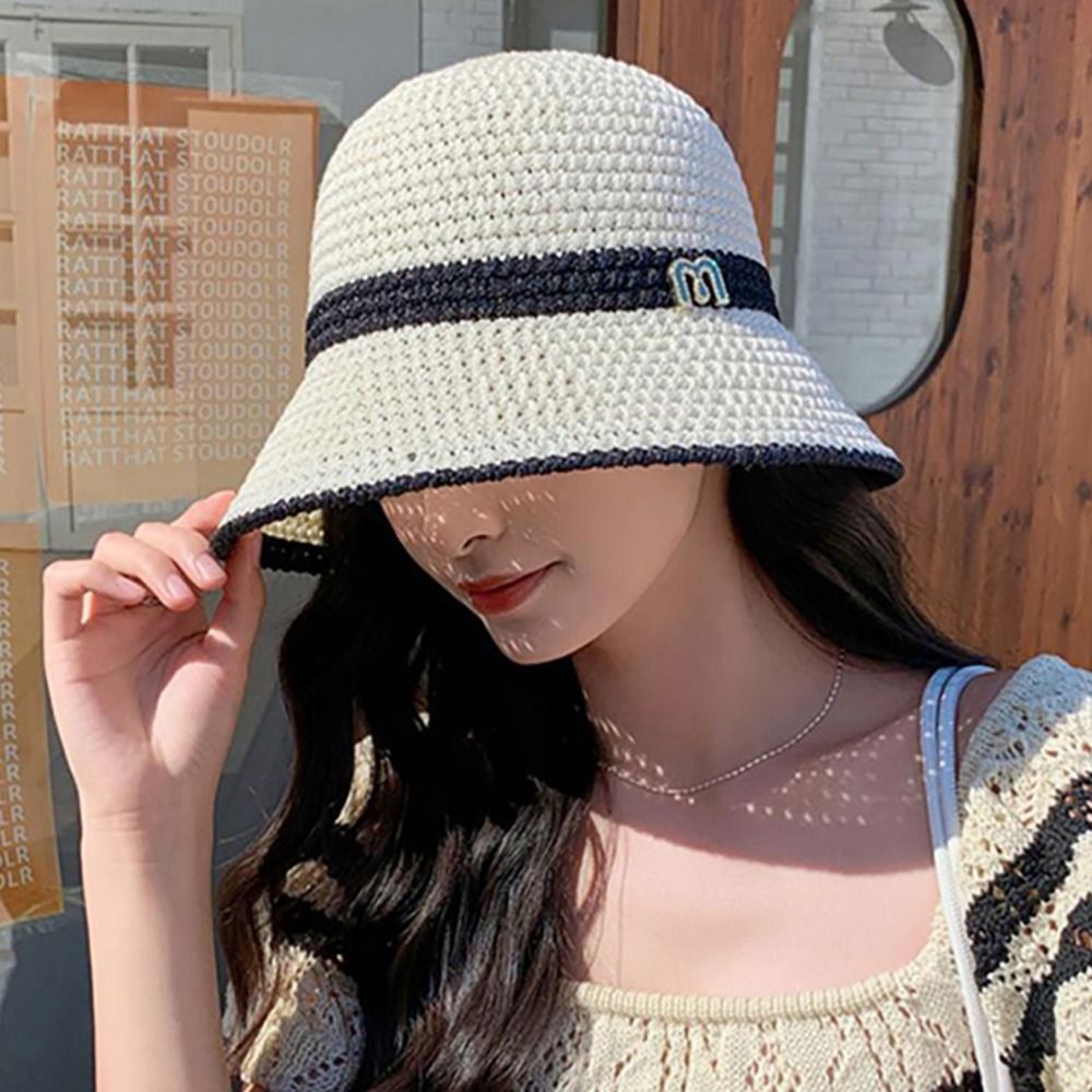 Topi ember rajutan modis topi  - Bucket Hat Straw ulasan dan harga