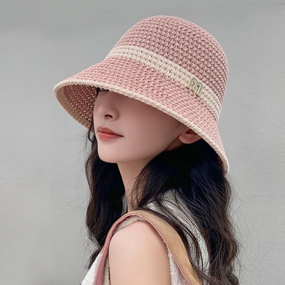 Topi ember rajutan modis topi  - Bucket Hat Straw ulasan dan harga