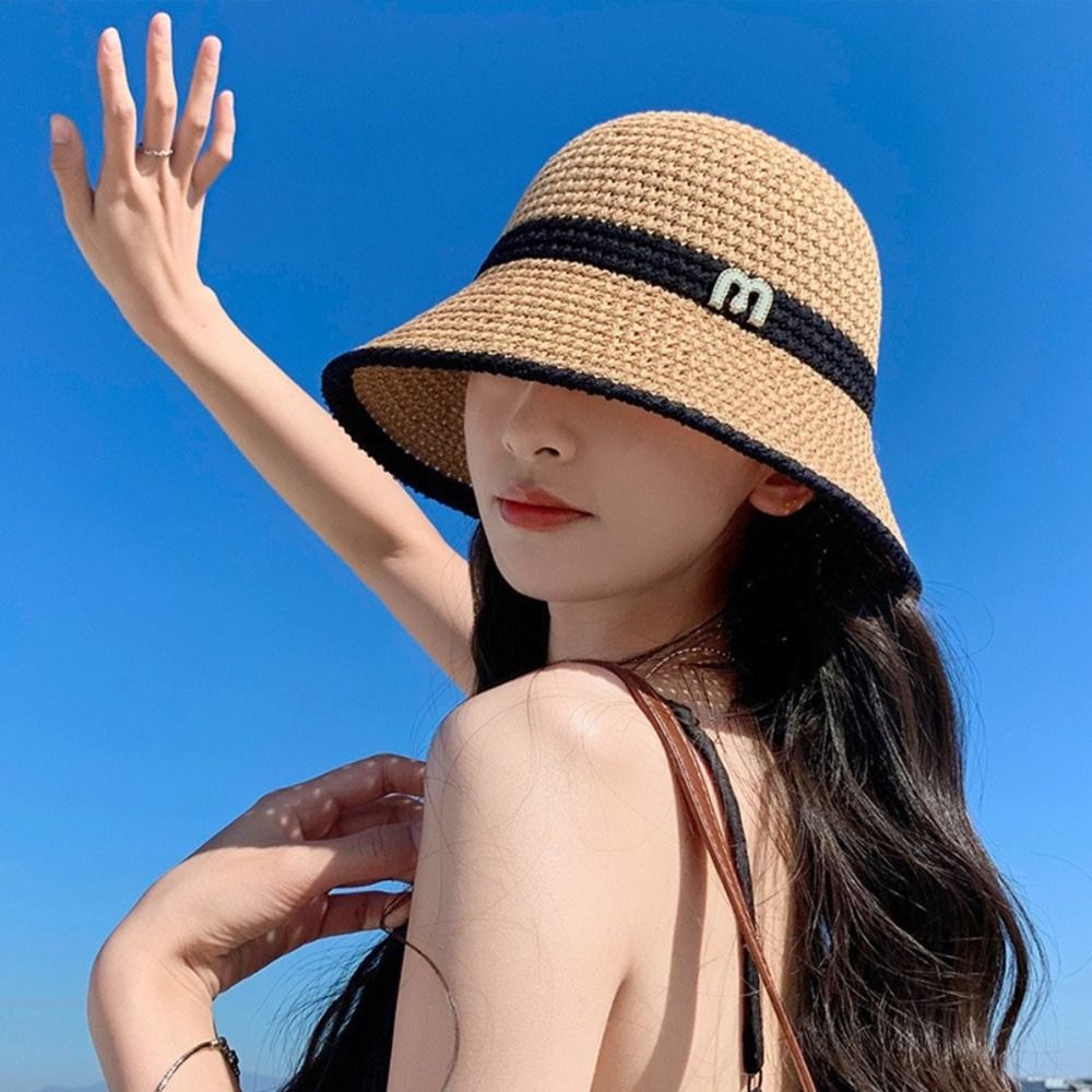 Topi ember rajutan modis topi  - Bucket Hat Straw ulasan dan harga