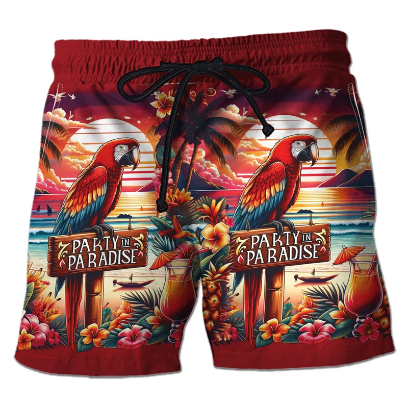 Celana pendek motif 3D Parrot  - Trunks Board Surf ulasan dan harga
