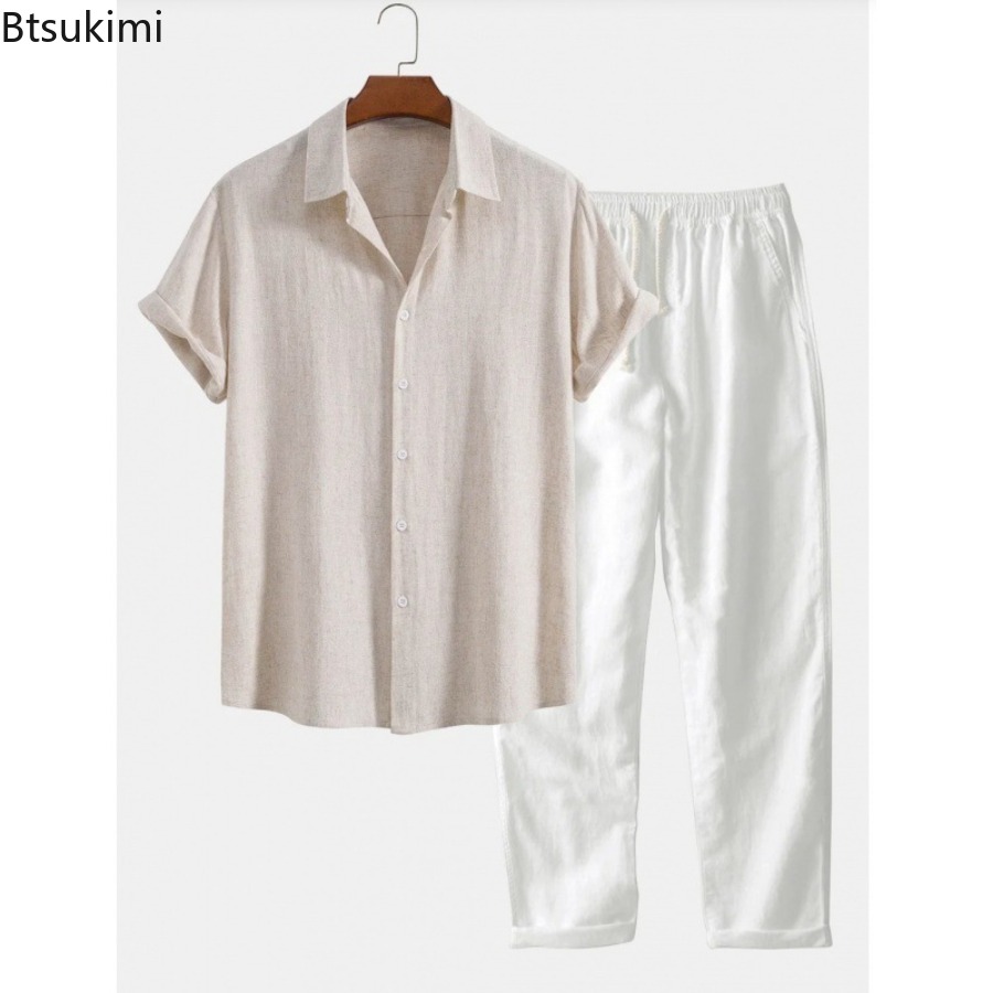Setelan Pantai Pria 2026, Dua  - Linen Shirt Breathable ulasan dan harga