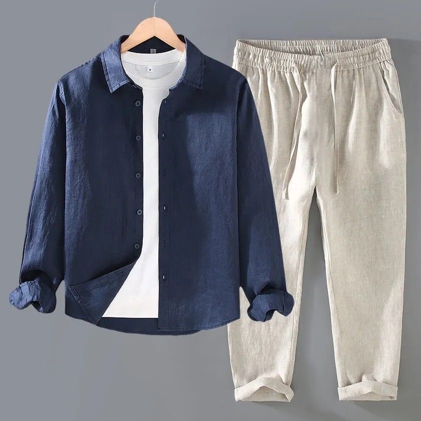 Kemeja Pria Lengan Panjang Kas - Linen Shirt Breathable ulasan dan harga