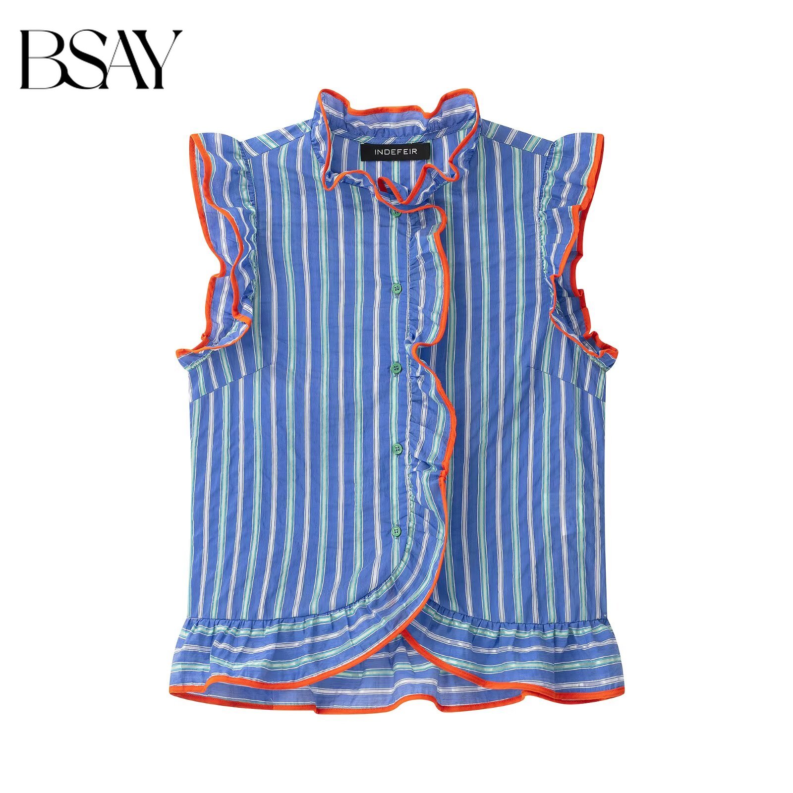 BSAY Blus Tanpa Lengan Bergari - Shirt Camp Collar ulasan dan harga