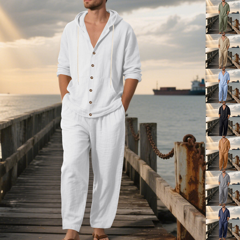 Setelan Kasual Pria Musim Pana - Linen Shirt Breathable ulasan dan harga