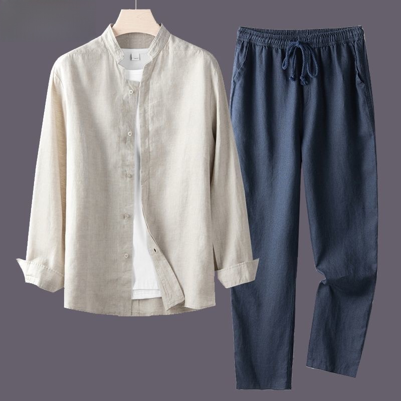Kemeja Pria Lengan Panjang Kat - Linen Shirt Breathable ulasan dan harga