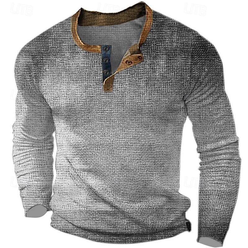 Kemeja Henley Pria Motif Gradi - Tee Graphic Print ulasan dan harga