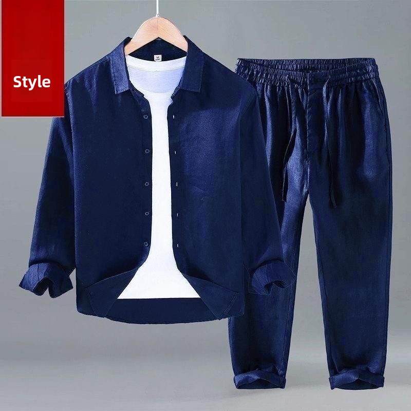 Setelan Dua Potong Kemeja Leng - Linen Shirt Breathable ulasan dan harga